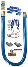 Dormont 16100KIT48PS 1" Blue Hose Moveable Gas Connector Kit 48" Long with Blue PVC, 1 SnapFast QD, 1 Pair of Safety Set & 1 Full Port Valve (2) 90° Elbows