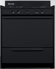 30" Wide Open Burner Gas Range in Black with Electronic Ignition by Summit Appliance – 3.69 cubic_feet, Porcelain and Steel, Black, Model TNM2107C