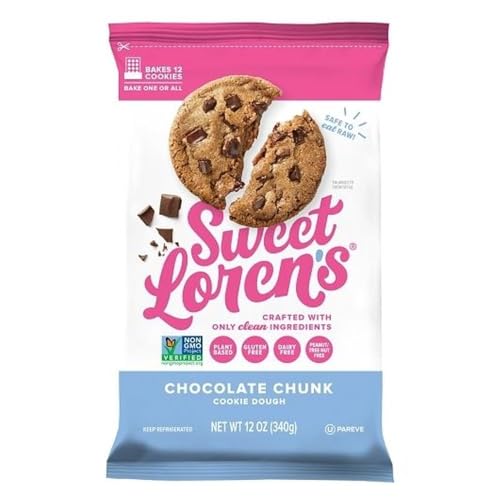Sweet Lorens Chocolate Chunk Place & Bake Cookie Dough / 12 Ounce (Pack of 6) / 1 Cookies