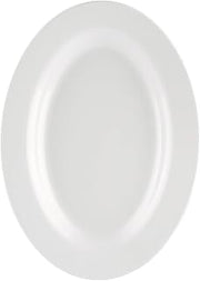 CAC China CAC Melamine MLRN-12 Maxwell White Rolled Edge Oval Platter 10 3/8" - 2 doz