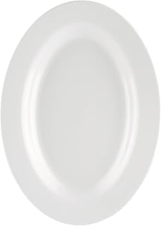 CAC China CAC Melamine MLRN-12 Maxwell White Rolled Edge Oval Platter 10 3/8" - 2 doz