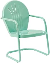 Aqua Blue Metal Patio Chair – Gloss Finish, Decorative Backrest, and Cantilever Frame for Porches, Patios, and Small Outdoor Spaces