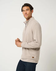 Men's Cloud Sweater 1/4 Zip by TravisMathew – Large, Cotton Blend, Heather Roasted Cash, Model A42356