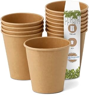 GREENBOX Environmentally Friendly Coffee Cups Paper Cups Brown Unbleached I Espresso Cups Tasting Cups Drinking Cups I Pack of 50 Coffee To Go Disposable Cups Biodegradable 100 ml 4 oz
