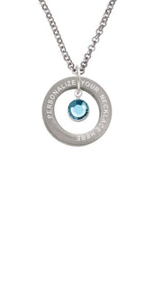 Crystal Hot Blue Channel Drop Custom Engraved Affirmation Ring Necklace by Delight Jewelry – Crystal, blue, Model 1703-NAF-F1585-C6506-F2409-CUSTOM