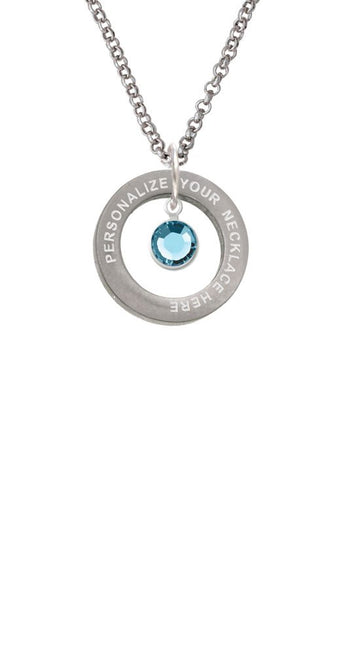 Crystal Hot Blue Channel Drop Custom Engraved Affirmation Ring Necklace by Delight Jewelry – Crystal, blue, Model 1703-NAF-F1585-C6506-F2409-CUSTOM