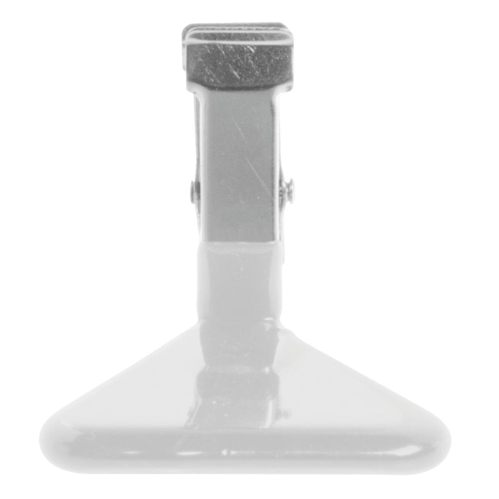 White Vinyl-Coated Triangular Weighted Base Tag Holder - 1 7/8"L x 1 1/2"W x 1 1/2"H by HUBERT – Vinyl, White, Pack of 6, Model TH042W
