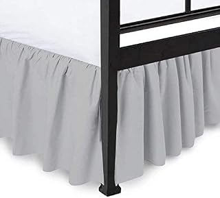 600 Thread Count Egyptian Cotton Split Corner Gather Dust Ruffle Bed Skirt Three Side Coverage Silver King (78" x 80"+ 10" inch Drop)