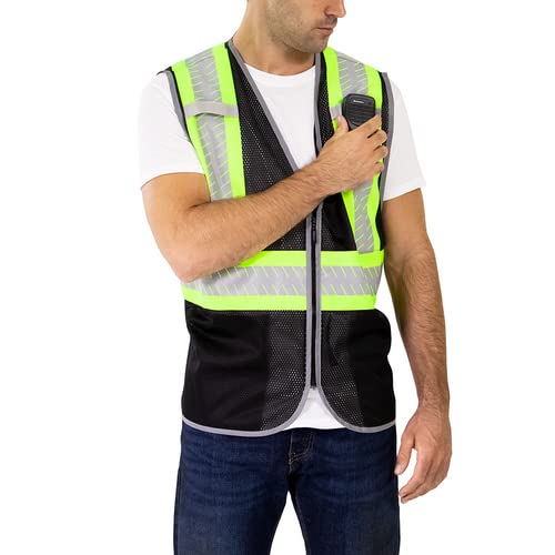 Vest, L/X-Large, Fluorescent Yellow-Green | On Two-Tone Silver Reflective Tape, Black material conceals dirt by TINGLEY – Large-X-Large, Model V70643C