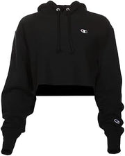 Champion Women's Reverse Weave Cropped Cut-Off Hoodie, Left Chest C