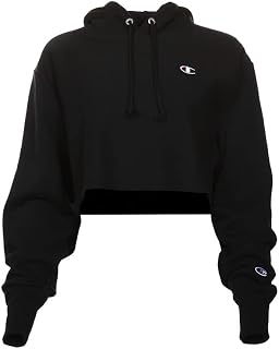Champion Women's Reverse Weave Cropped Cut-Off Hoodie, Left Chest C