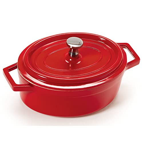 GET 0.38 Quart / Oval / Red / White Dutch Ovens