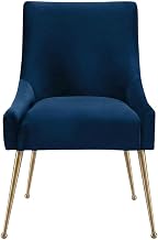 Velvet-Upholstered Side Chair with Gold Stainless Steel Legs by Starlight Canyon Home – Velvet, Navy
