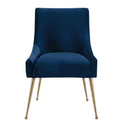 Velvet-Upholstered Side Chair with Gold Stainless Steel Legs by Starlight Canyon Home – Velvet, Navy