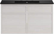 Swiss Madison St. Tropez 36" Wall-Mounted Bathroom Vanity in White Oak with Black 3-Hole Widespread Sink Top