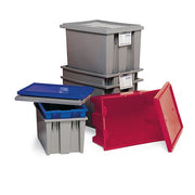Stack And Nest Tote Box - 18X11x6" - Gray - Gray - Lot of by Quantum – 0.5 cubic_feet, Polyethylene, Gray, Pack of 6, Model SNT180 GRAY