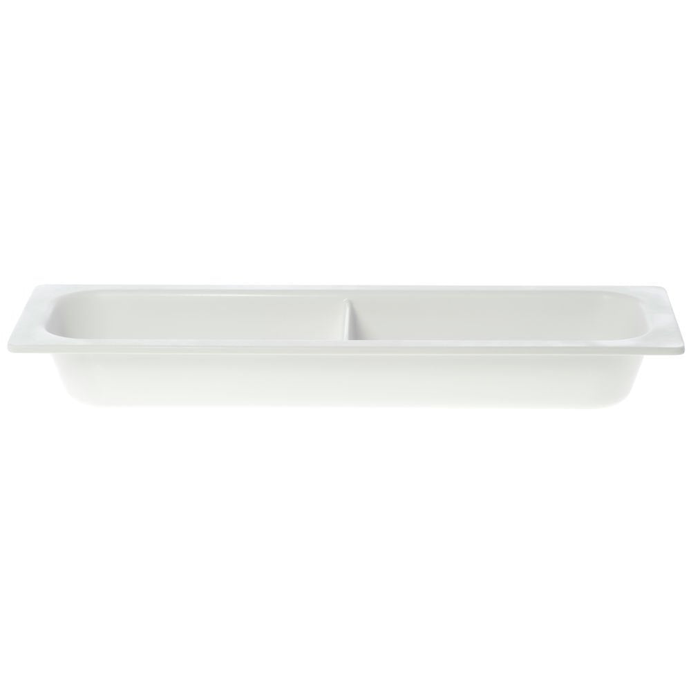 Serving Bowl Display Bowl 1/2 Size Long Divided White Melamine - 21 1/2 L x 6 1/2 W x 2 1/2 H by HUBERT – Plastic, White, Model H0021-WHITE