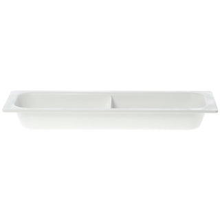 Serving Bowl Display Bowl 1/2 Size Long Divided White Melamine - 21 1/2 L x 6 1/2 W x 2 1/2 H by HUBERT – Plastic, White, Model H0021-WHITE