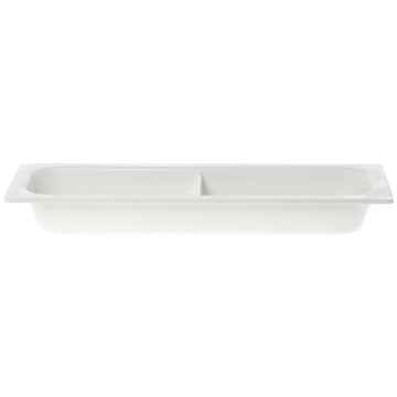 Serving Bowl Display Bowl 1/2 Size Long Divided White Melamine - 21 1/2 L x 6 1/2 W x 2 1/2 H by HUBERT – Plastic, White, Model H0021-WHITE