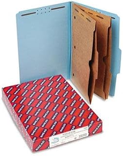 SMEAD Pressboard Folders With Two Pocket Dividers Legal Six-Section Blue 10/Box "Product Category: File Folders Portable & Storage Box Files/Folders"