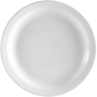 CAC China NCN-16 Clinton Narrow Rim 10-1/2-Inch Super White Porcelain Plate, Box of 12