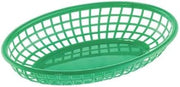 CAC Poly TTFB-09GN Green Oval Plastic Fast Food Basket 9 1/4" L - 1 doz