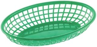 CAC Poly TTFB-09GN Green Oval Plastic Fast Food Basket 9 1/4" L - 1 doz