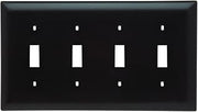 Legrand Pass & Seymour TP4 Trademaster Mid-Size Unbreakable Nylon Wall Plate, 4 Gang, Four Toggle Cover, Brown (1 Count)