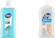 Dial Body Wash, Refresh & Renew Spring Water, 32 fl oz & Kids 3-in-1 Body+Hair+Bubble Bath, Peach, 32 fl oz