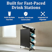 San Jamar 4 Positions / Side Panels / 3 Cup + 1 Lid / Black Food Dispensers