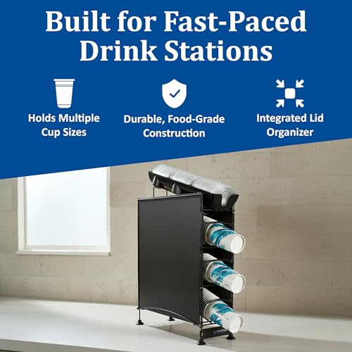 San Jamar 4 Positions / Side Panels / 3 Cup + 1 Lid / Black Food Dispensers