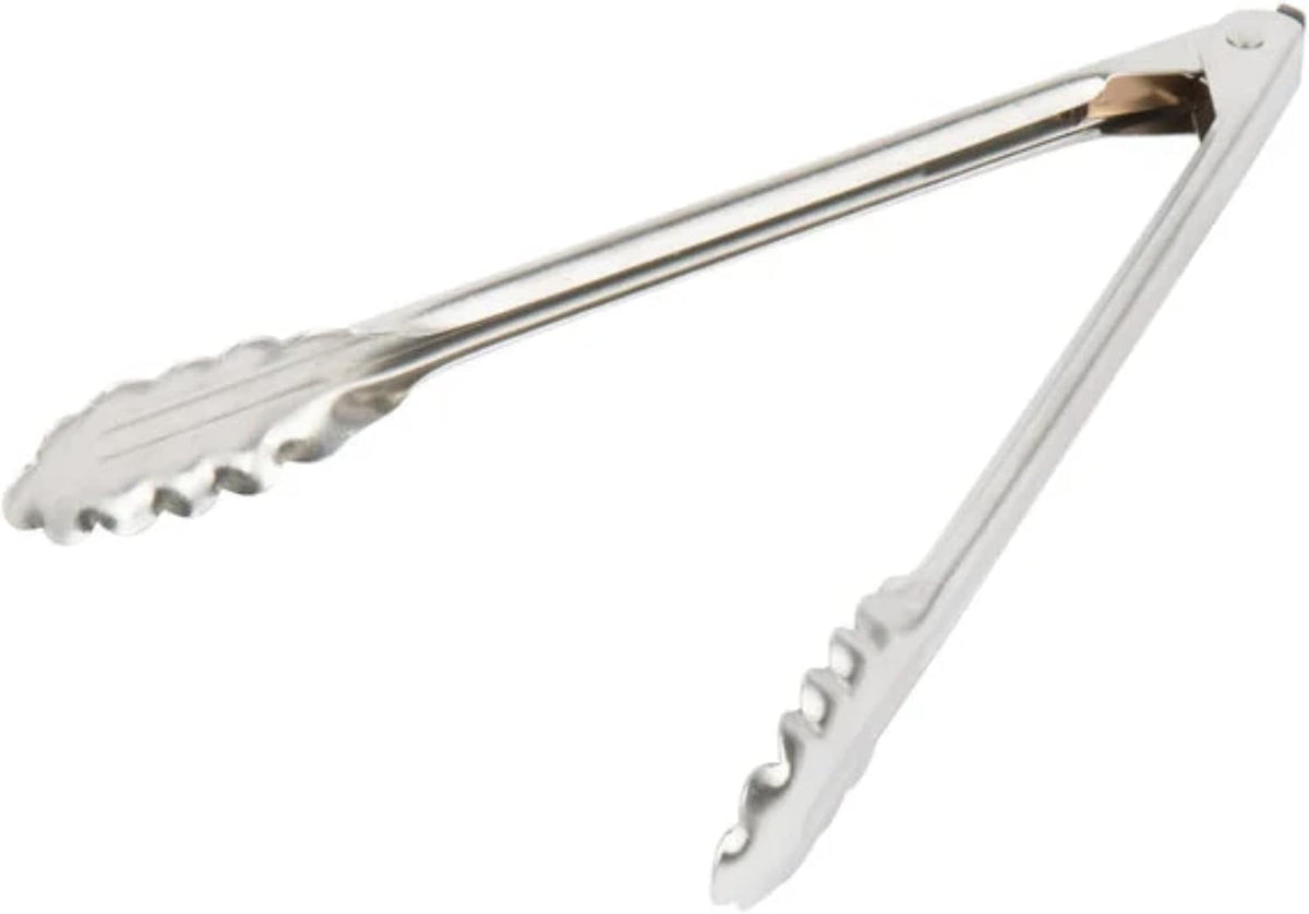 12" Heavy-Duty Utility Hinged Tong | Scalloped Food Serving Kitchen Utensil for Restaurant Convenience Store Buffet Catering by Edlund – Stainless Steel, Silver, Model 4412HD/1