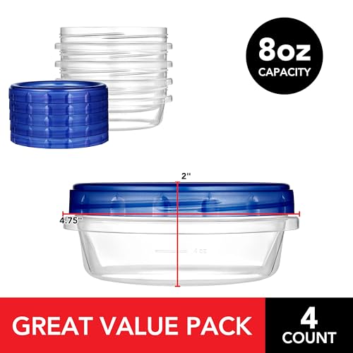 Stock Your Home 8 oz / Blue / 4 Pack Container Sets