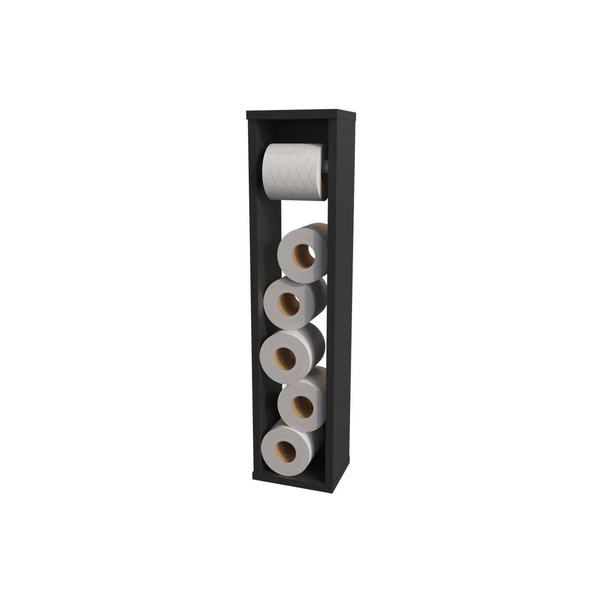 Freestanding Toilet Paper Holder Stand - Black Bathroom Dispenser by HomeStock – Model FM11031MLW-1335