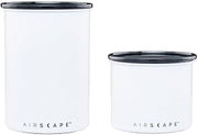Planetary Design Airscape Stainless Steel Coffee Canister - 2PK | Storage Container - US Patented Airtight Lid Pushes Out Excess Air - Preserve Food Freshness (Small & Medium, Matte White)