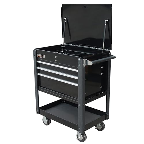 Homak Black / 4-Drawer Service Cart / Industrial Tool Cabinets