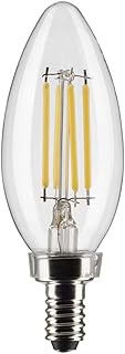 Satco S21820 4 Watt B11 LED Bulb, Clear, Candelabra Base, 3000K, 350 Lumens, 120 Volt, 2-Pack