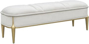 Michael Amini Scotts Square Beige Accent Bench Solid & Manufactured Wood Poplar Frame Comfortable Seating Durable Construction Stylish Design for Entryway Living Room Bedroom