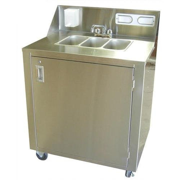 Cold Water Triple Sink Cart by Crown Verity – Large, Stainless Steel, Model CV-PHS-3C