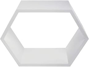 HUBERT Display Shelf White Hexagon Wood 20" x 10" x 13 3/4" (W x D x H)