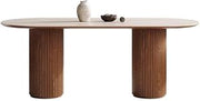 Mesa De Jantar Retro Wooden Dining Table Rock Board Home Walnut Color Oval Diner Table