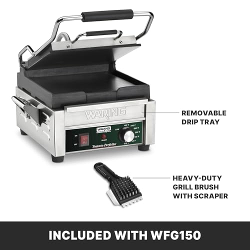 Waring Flat Cooking 9.75" Surface | 120V | Single Dial Control | Single Lid / Compact Cooking Surface Machi Electric Grills