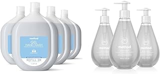 Method Gel Hand Soap Refill, Sweet Water, Recyclable Bottle, Biodegradable Formula, 34 oz (Pack of 4) & Gel Hand Soap, Sweet Water, Biodegradable Formula, 12 fl oz (Pack of 3)