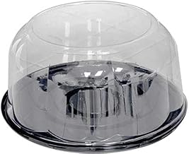 PACTIV RPET 9 inch Black Base Cake Container with 5.25 inch Rose Dome Lid, 64 Ounce Capacity - 40 per case.