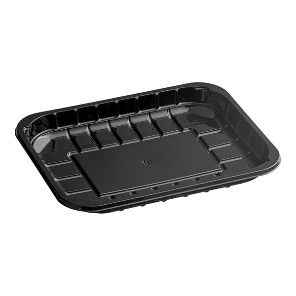 CKF 86515 (#4P) Black PET Plastic Meat Tray, 9 1/8" x 7" x 1 5/16", 480/Case