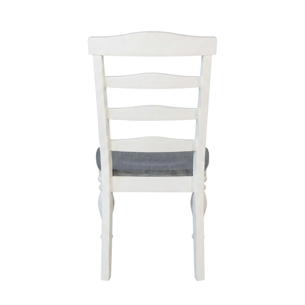 White Ladderback Dining Chairs Set of 2 with Wood Seats by Starlight Canyon Home – Solid Wood, Mahogany, White, Pack of 2