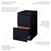 Hirsh Industries White and Black / Modern / 23.75" H X 15.00" W X 19.88" D Mobile File Cabinets