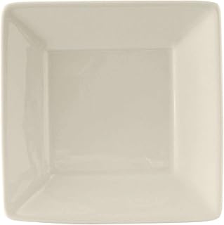 Tuxton China BEH-073B Plate, 7-3/8", Square, Wide Rim, Microwave and Dishwasher Safe, Oven Proof, Fully Vitrified, Ceramic, DuraTux, American White/Eggshell, Pack of 12