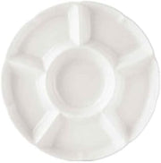CAC China Divided Tray Super White Porcelain 9-Compartment Round Tray, 11 by 11 by 1-1/8-Inch, 12-Pack