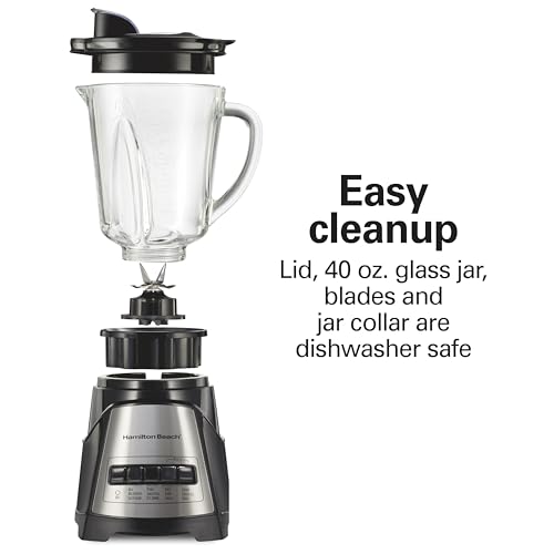 Hamilton Beach Black / 40 Oz. Glass Jar (Pack of 1) / Blender with 40 Oz Glass Jar Countertop Blenders